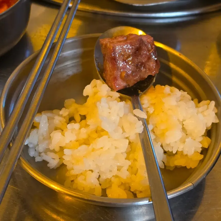 A bowl of BBQ restaurant-style soybean paste stew