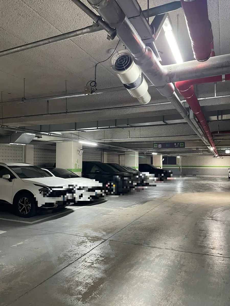 Entrance to the building's underground parking lot