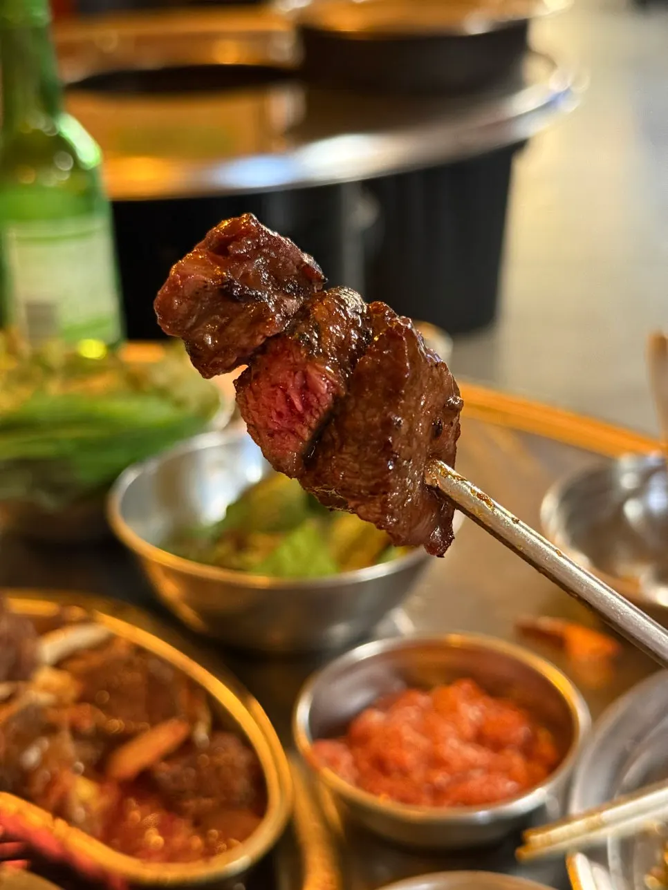 연탄불에 굽는 양념 토시살