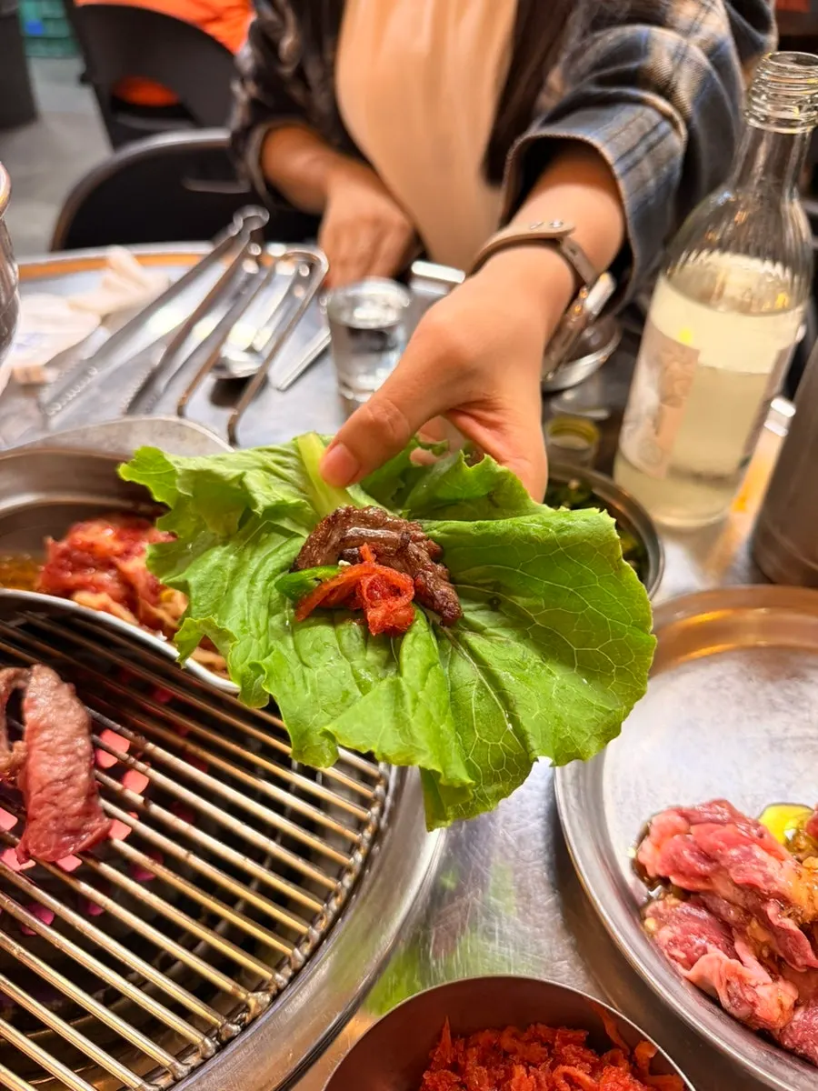 Beef wrap topped with icy raw radish salad