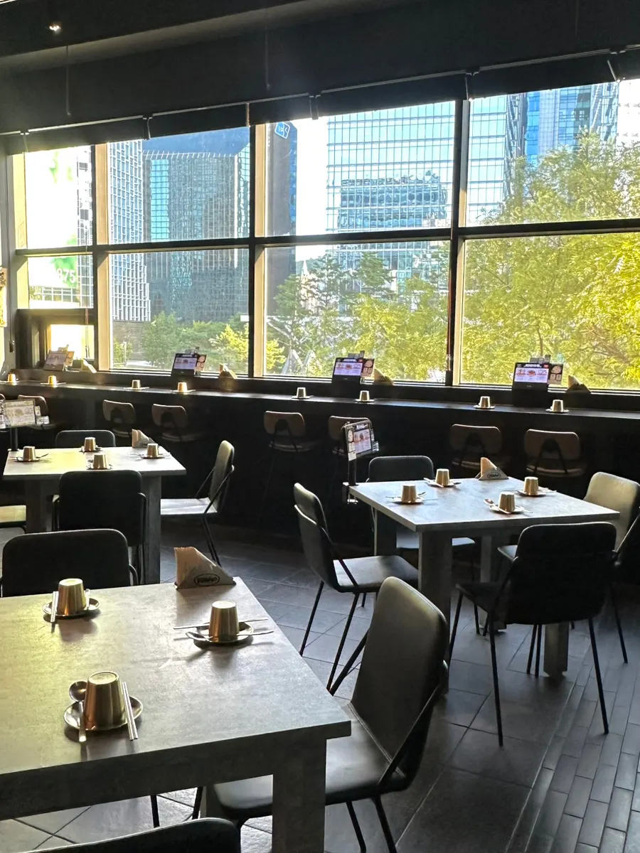 Restaurant interior with soft lighting
