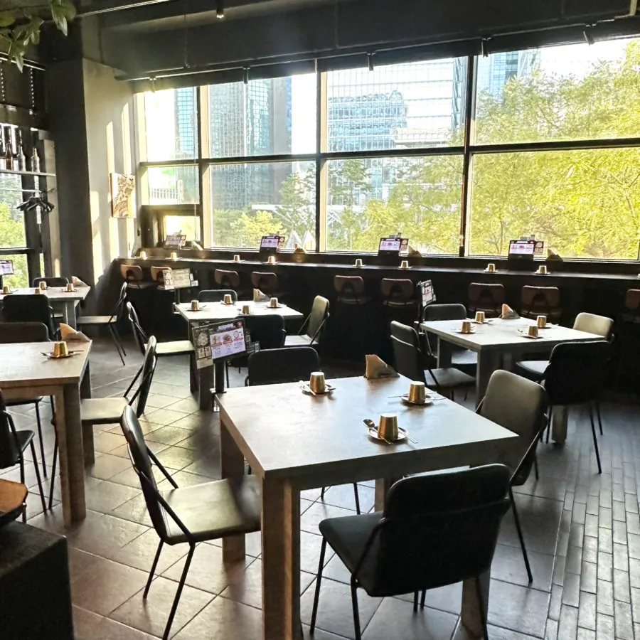 Meal at Refine with a floor-to-ceiling Cheonggyecheon view