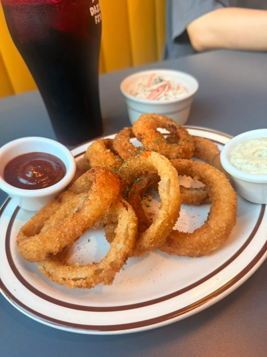 A plate of crispy onion rings