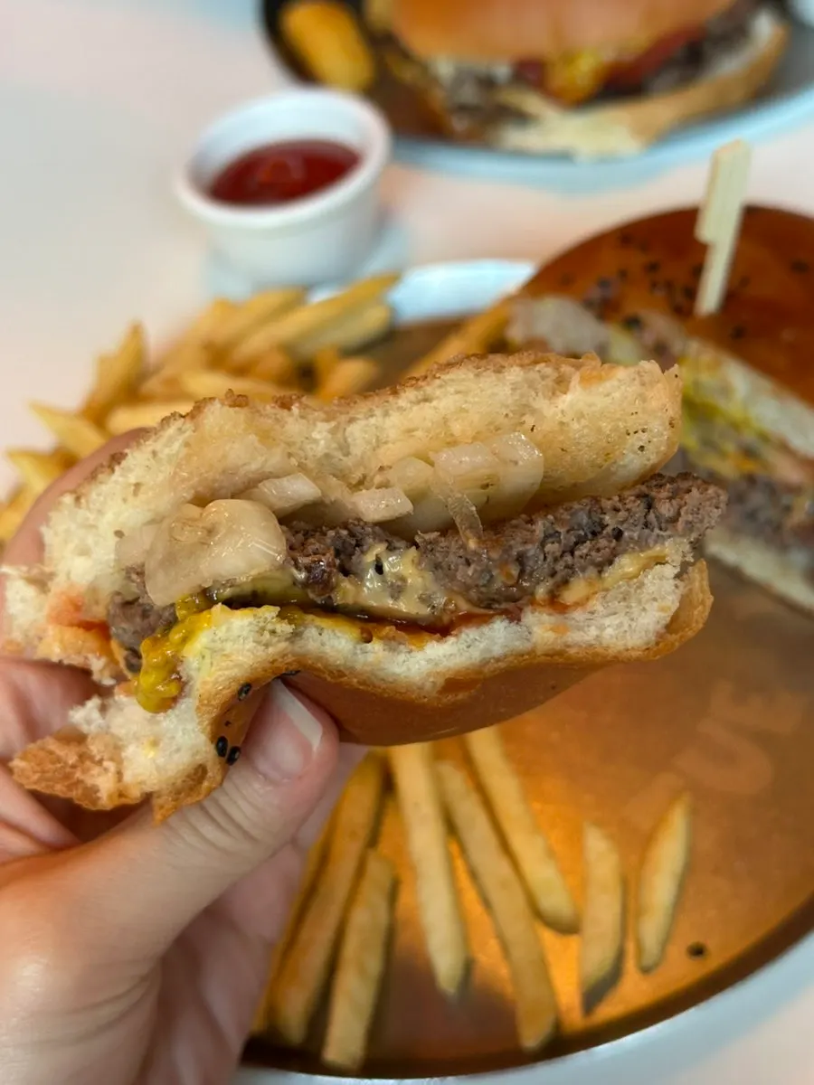 Comparing the patties of both burgers