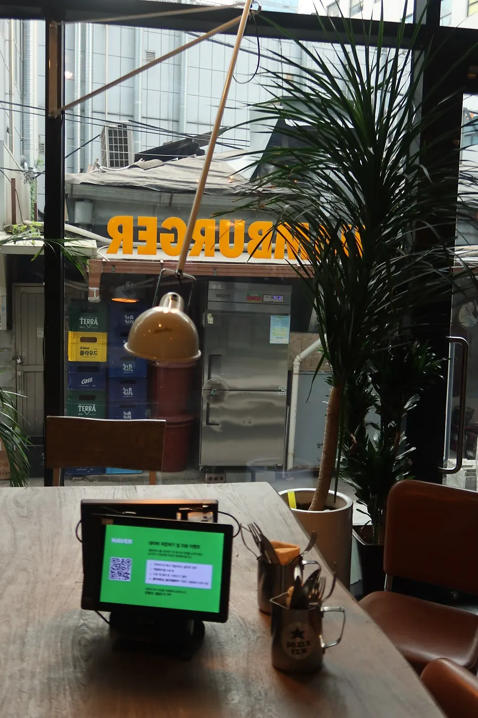 Restaurant with sofa and table seating