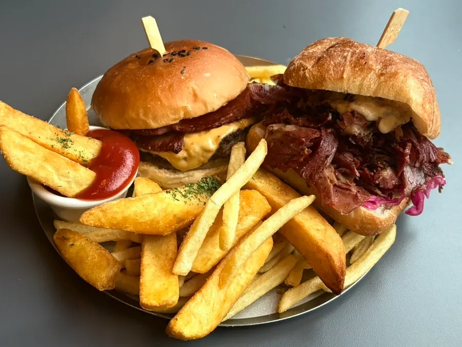 Bacon cheeseburger and set menu