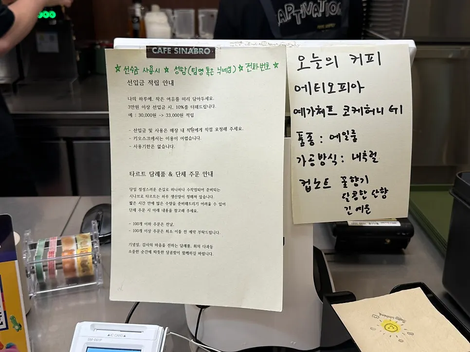 Información del café del día en Cafe Sinabro