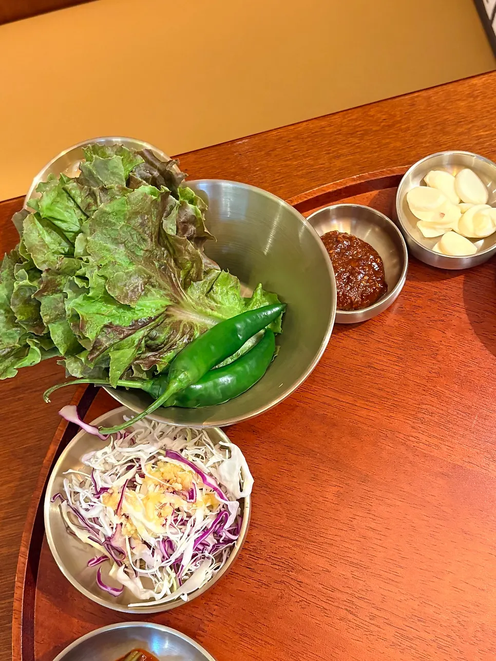 Side dishes arranged on a rotating tray