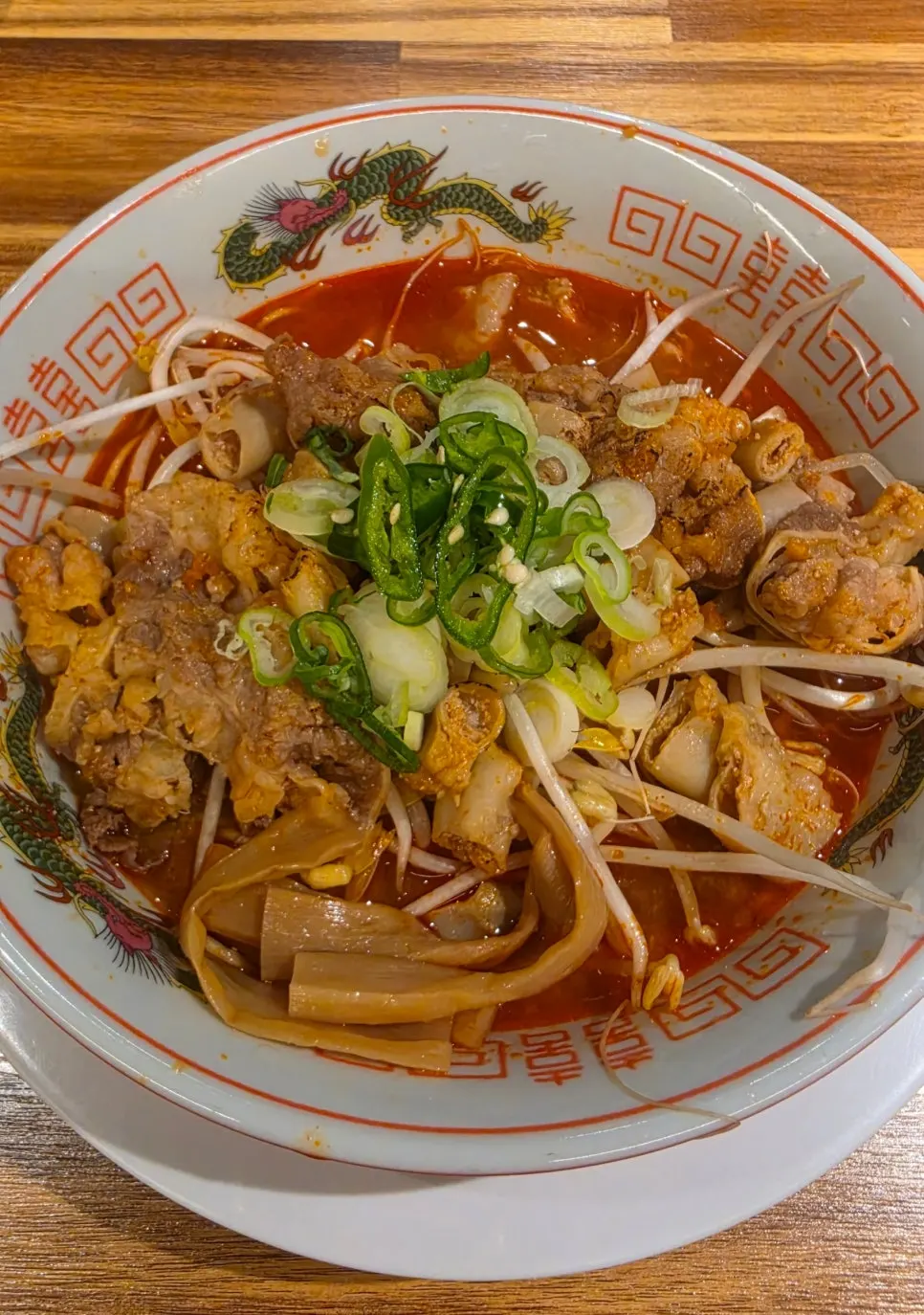 Motsu ramen in a retro bowl