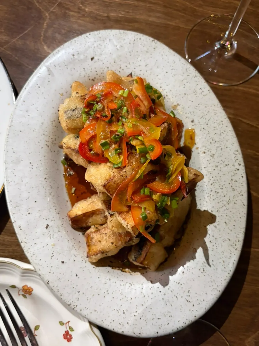 Pasta dish on a date table