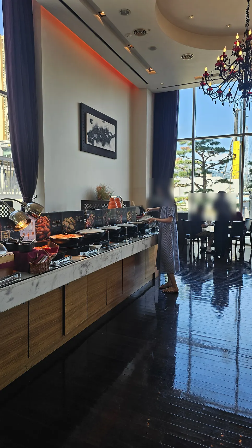 Restaurant hall with generously spaced tables
