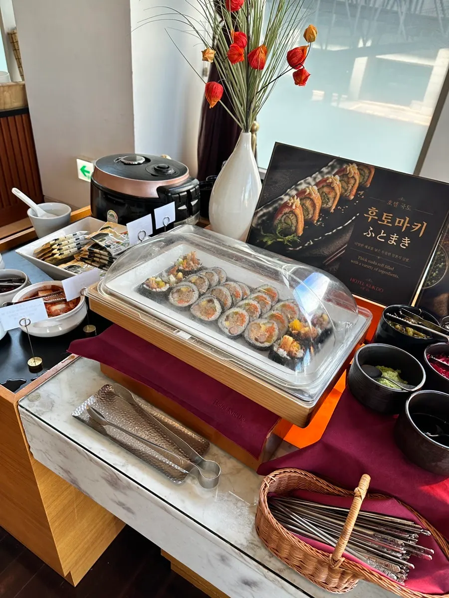 Asian buffet menu display at Patio
