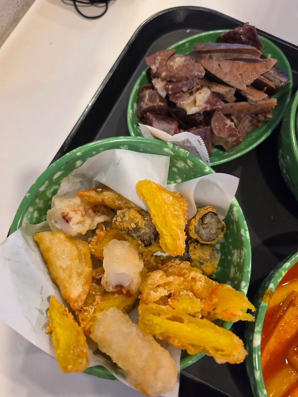 Red tteokbokki and fried snack set