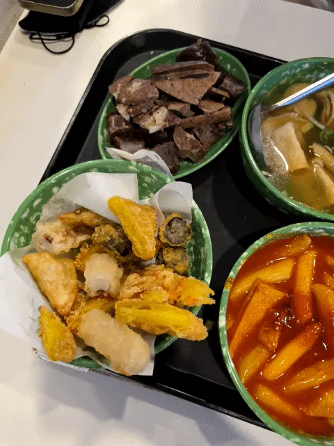 Hyeonseoni Set with tteokbokki, fried snacks, and sundae