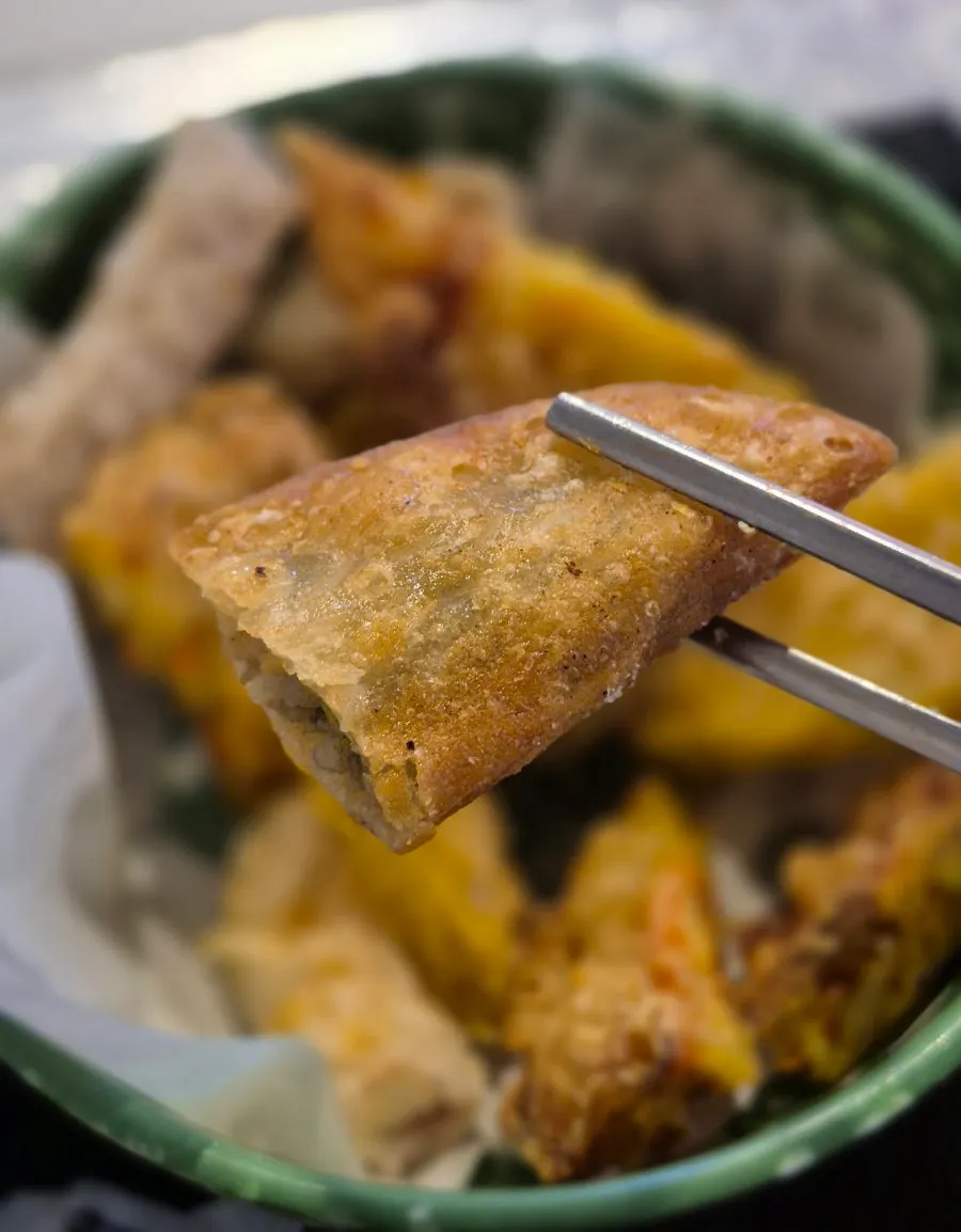 Close-up of golden-fried assorted fritters