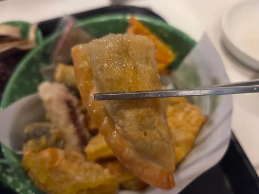 Cross-section of a crispy fried snack