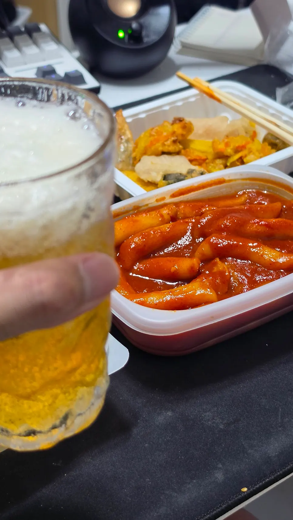 Alcohol served alongside snack food