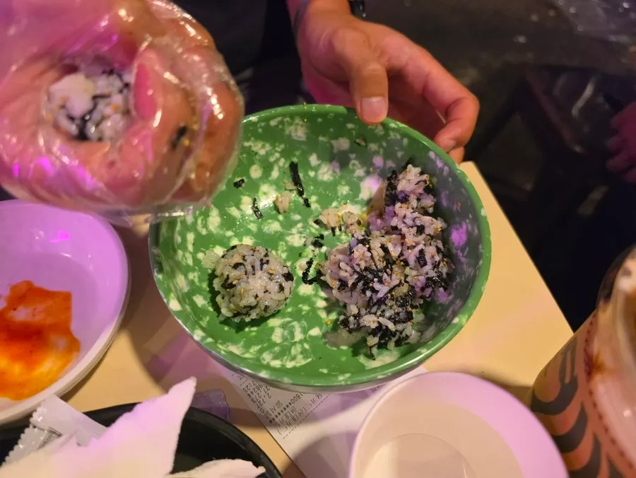 Rice balls made by hand from the review event