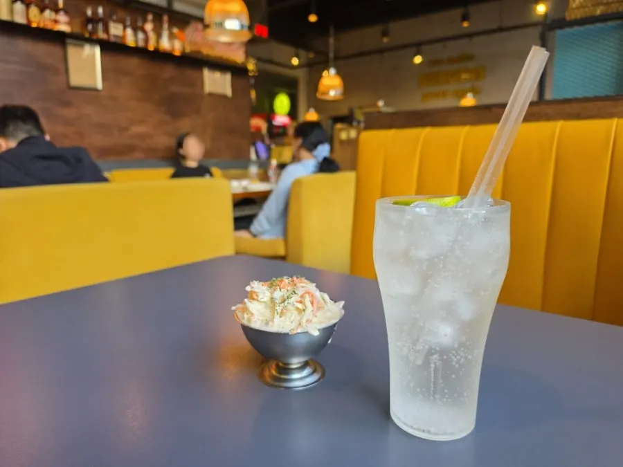 A plate of coleslaw side dish