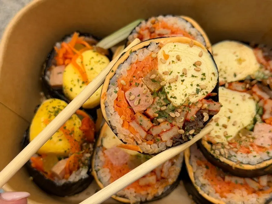 야채 통계란 김밥 속재료 클로즈업