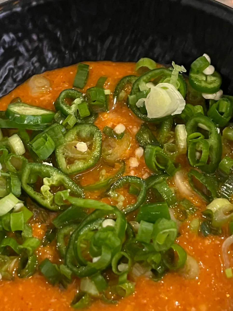 Homemade makjang sauce with chives and cheongyang chili added