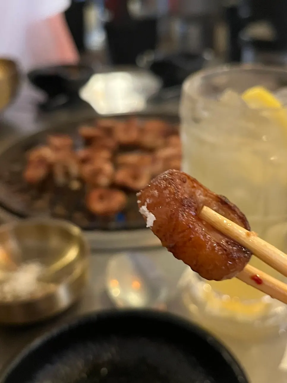 A golden-grilled piece of makchang