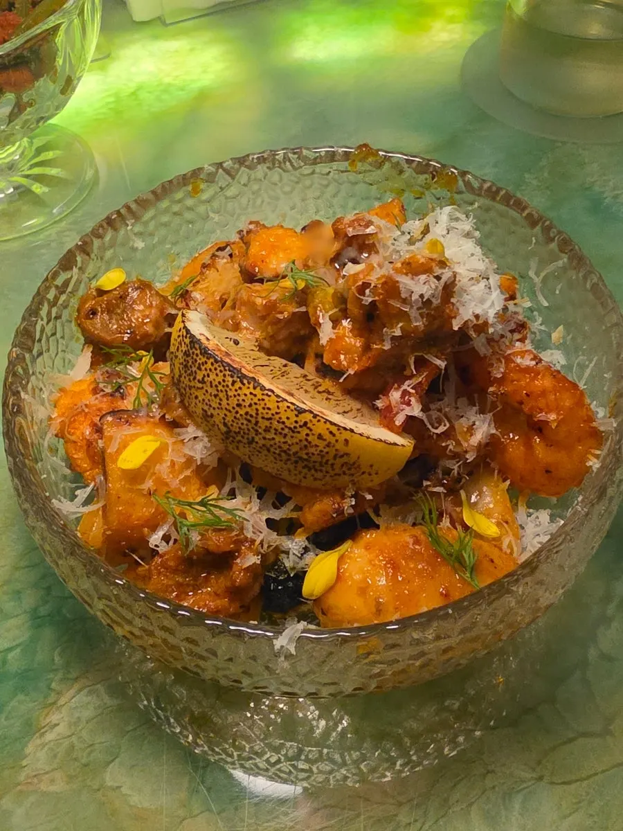 Table setting with three appetizer namul dishes