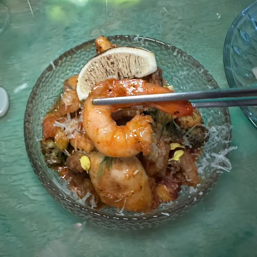 Moss's gochujang butter seafood stir-fry