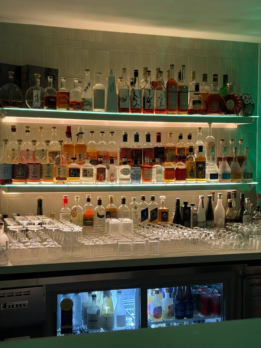 Traditional Korean liquor and whiskey at Moss