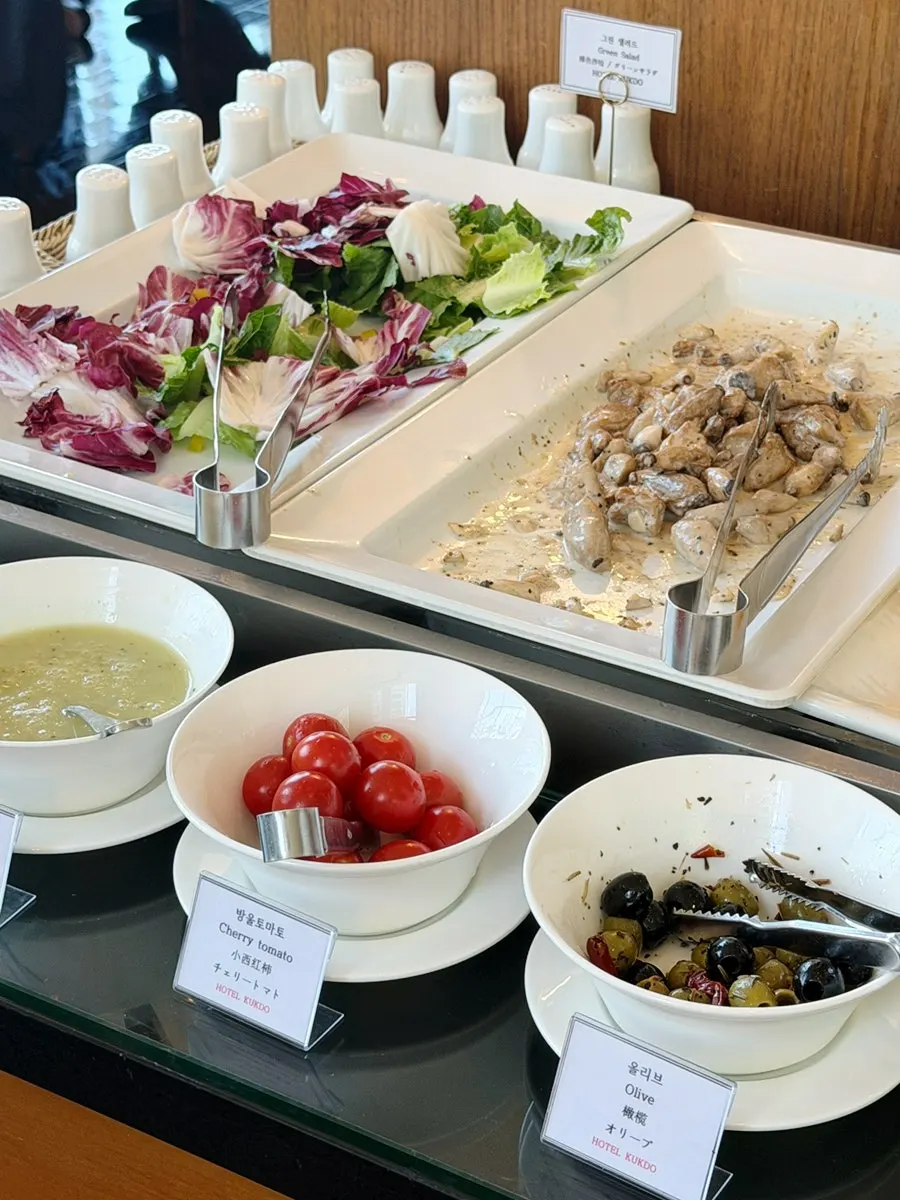 Buffet prepared with a variety of Asian dishes