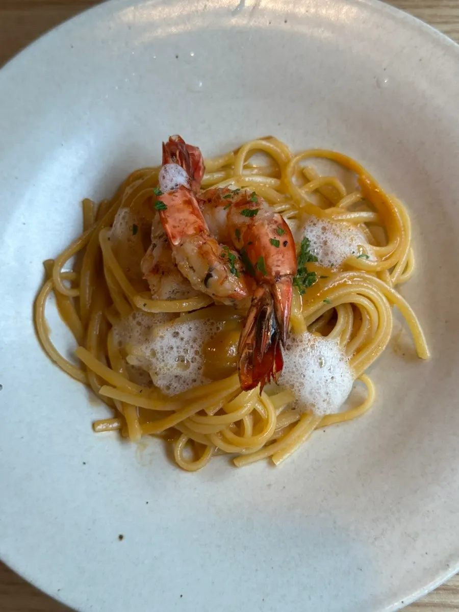 Bisque pasta with shrimp sauce