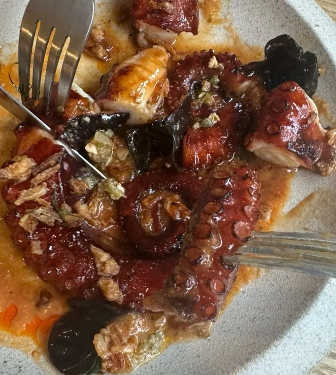 Grilled octopus with spicy romesco