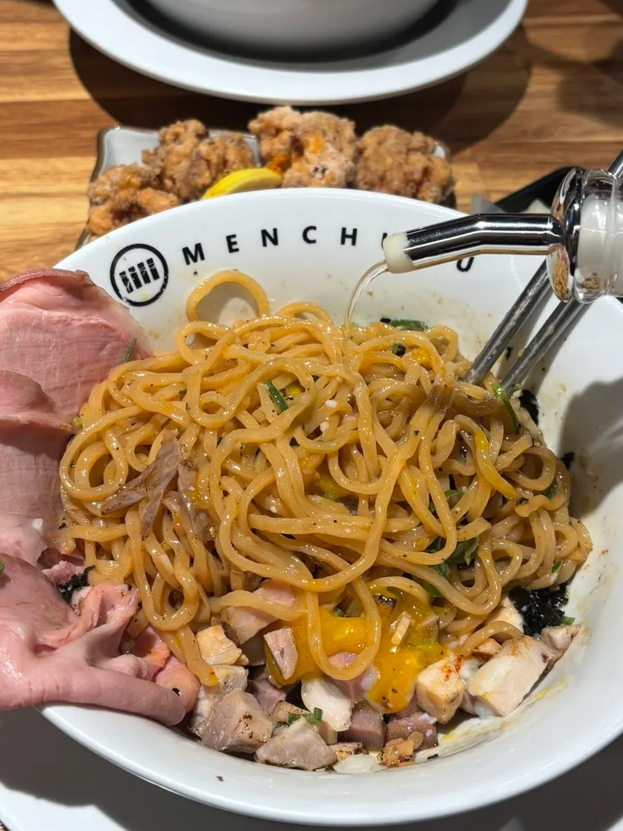 Vinegar served alongside the abura soba