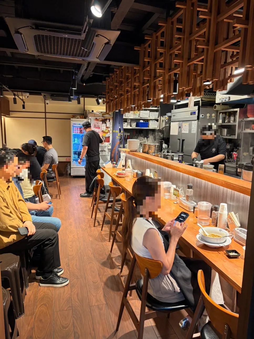 Interior of the ramen bar set up in bar-style seating