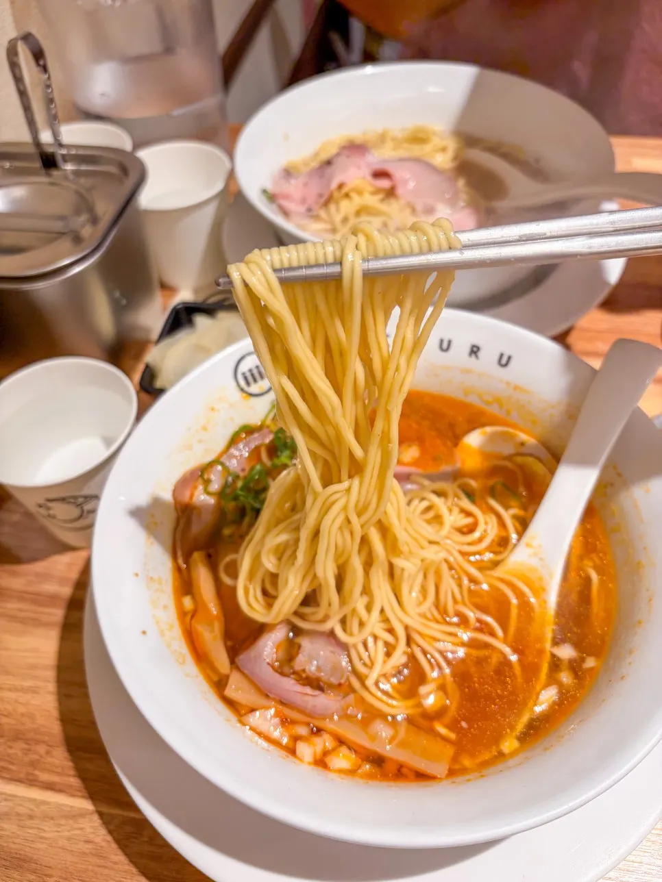 A bowl of spicy shoyu ramen