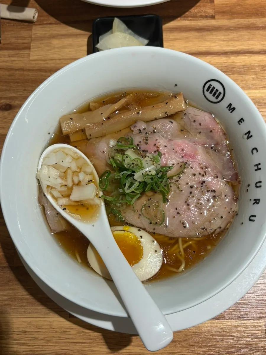 A bowl of motsu ramen with beef offal