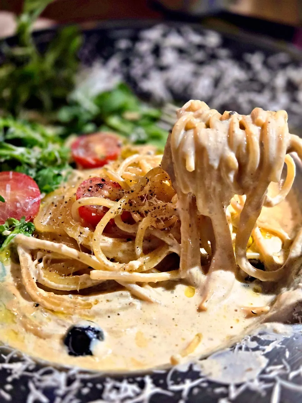 크림소스가 넉넉한 루꼴라 파스타 면