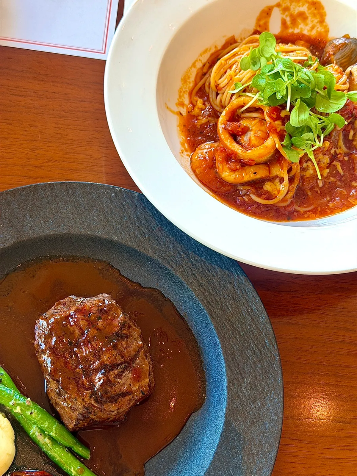 Flat iron steak and lunch buffet dishes