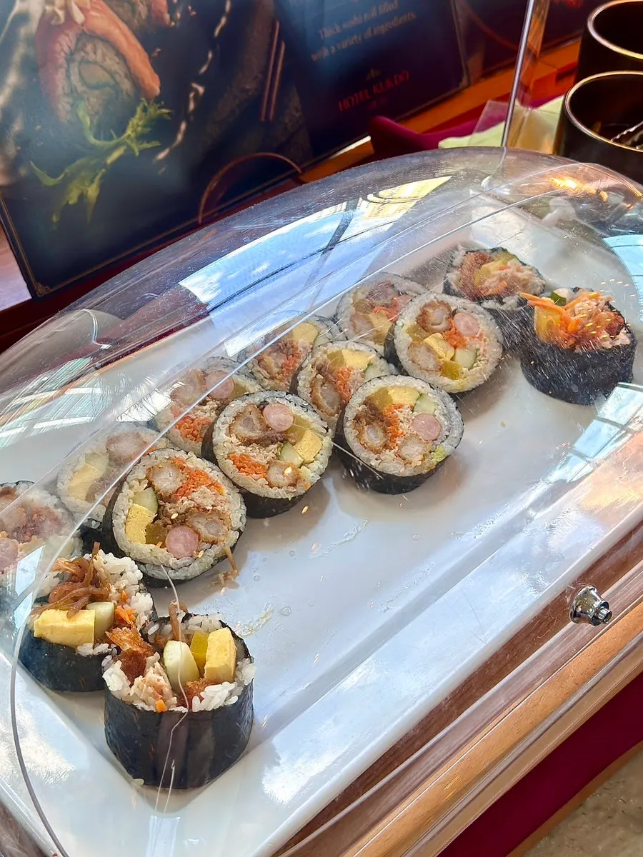 Asian buffet dish selection