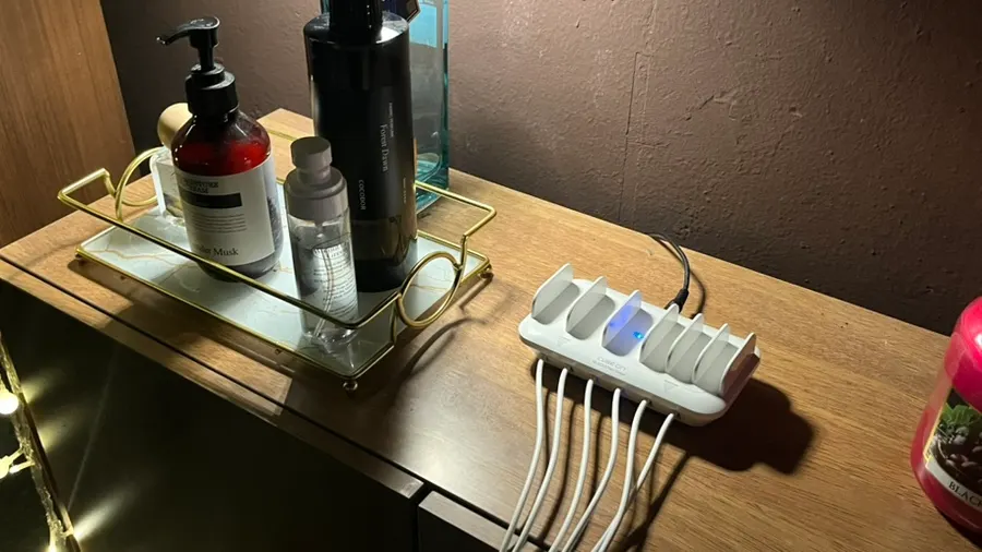 Contact lens solution, mouthwash, and self-serve water on the wall