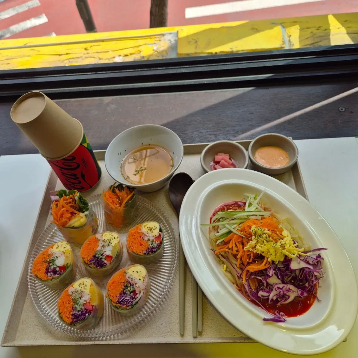 Colorful Vietnamese-style salad gimbap