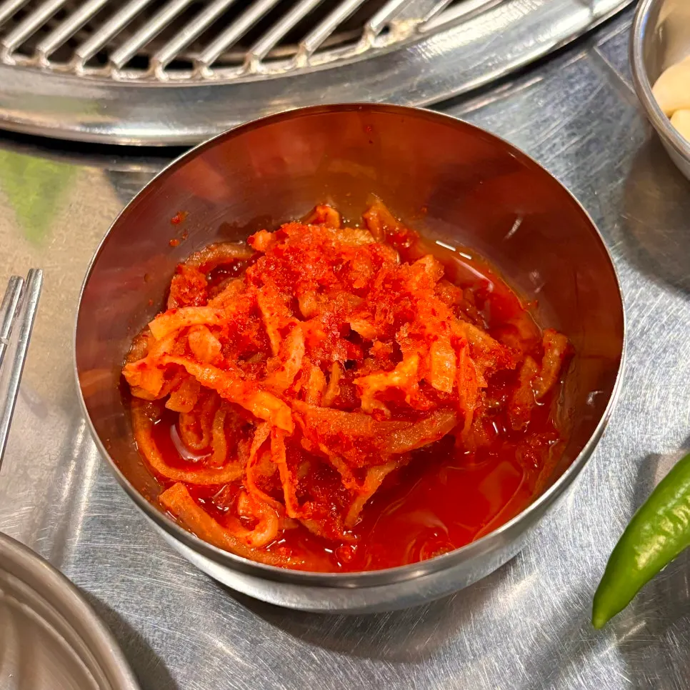 Cool frozen radish salad served at the table