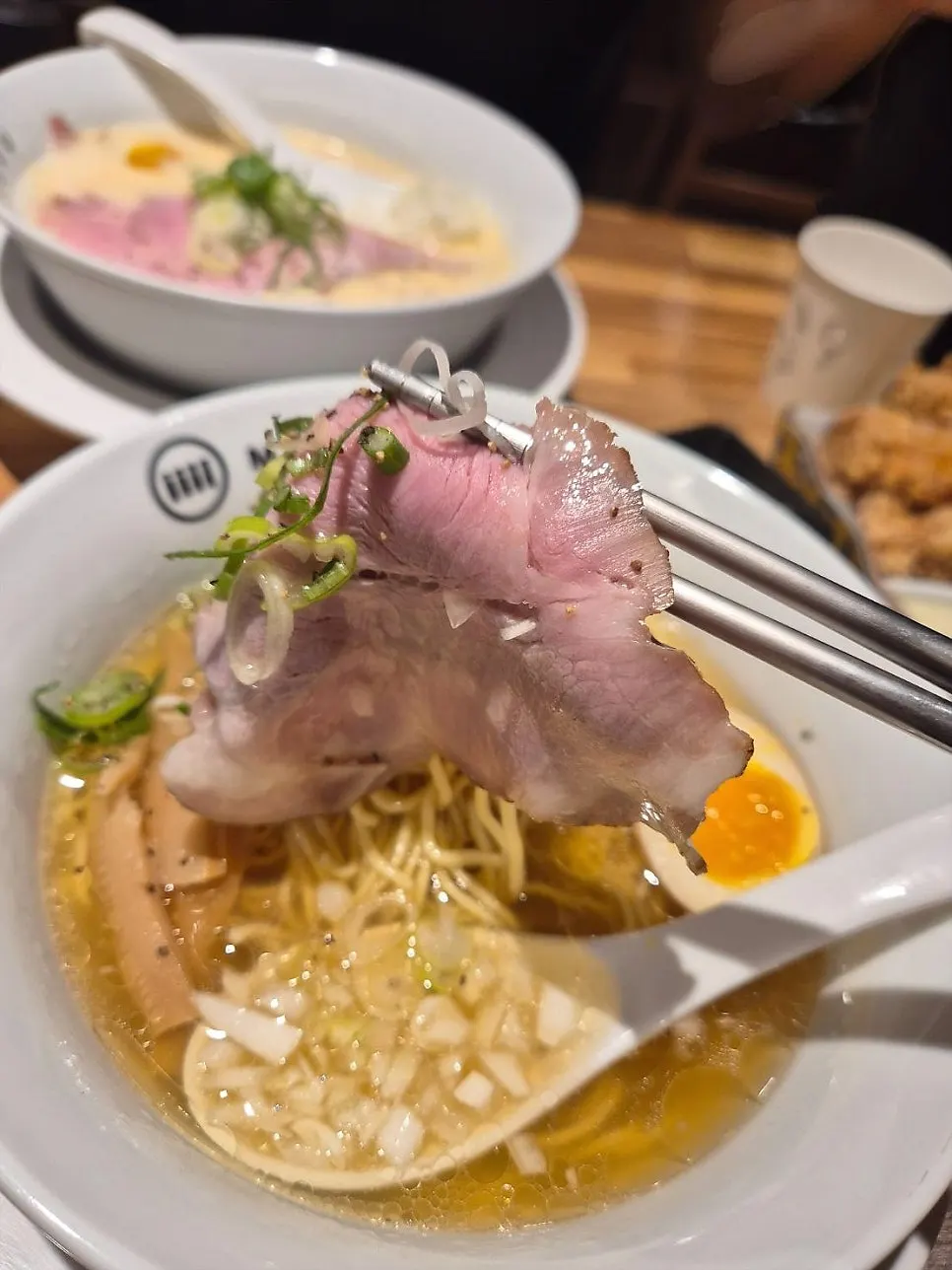 Ordered spicy tori paitan and shio ramen