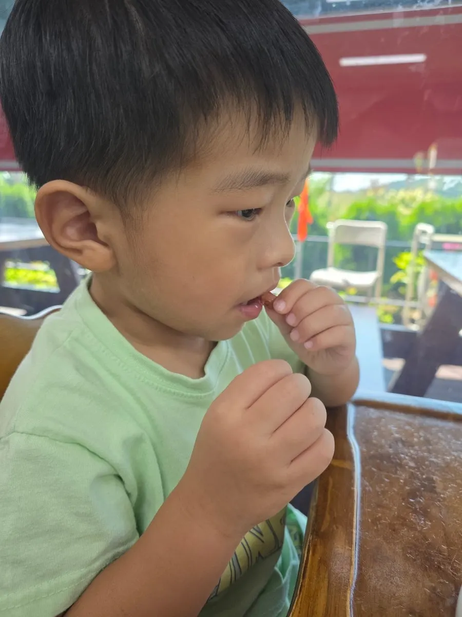 A child's first taste of octopus