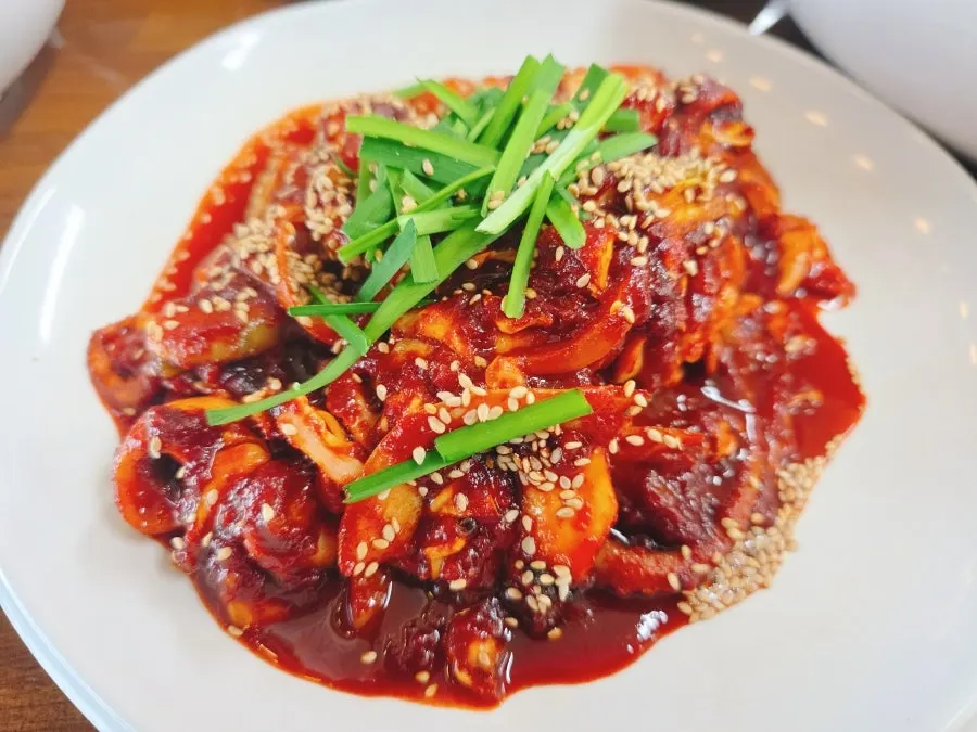 Haesanggung turmeric rice and octopus dishes