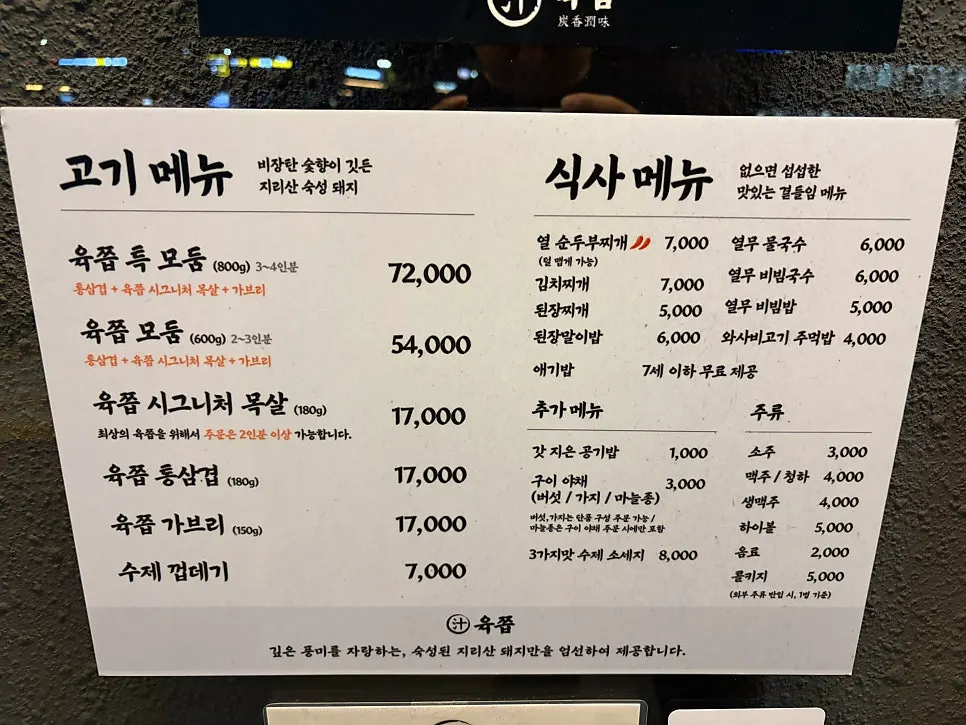 Yukjjip restaurant interior and menu signage
