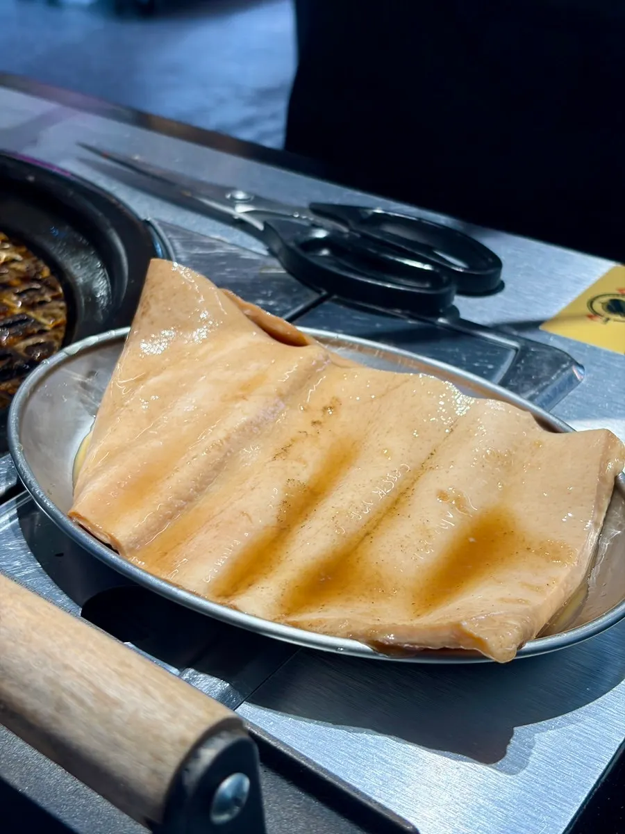 Handmade pork skin served as one whole piece