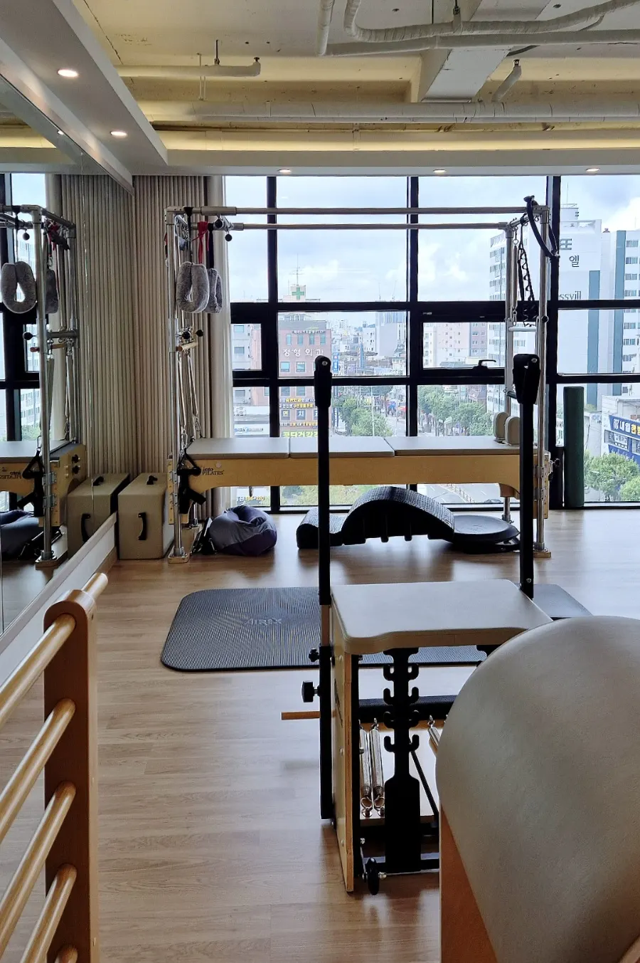 Equipment area leading into the pilates space