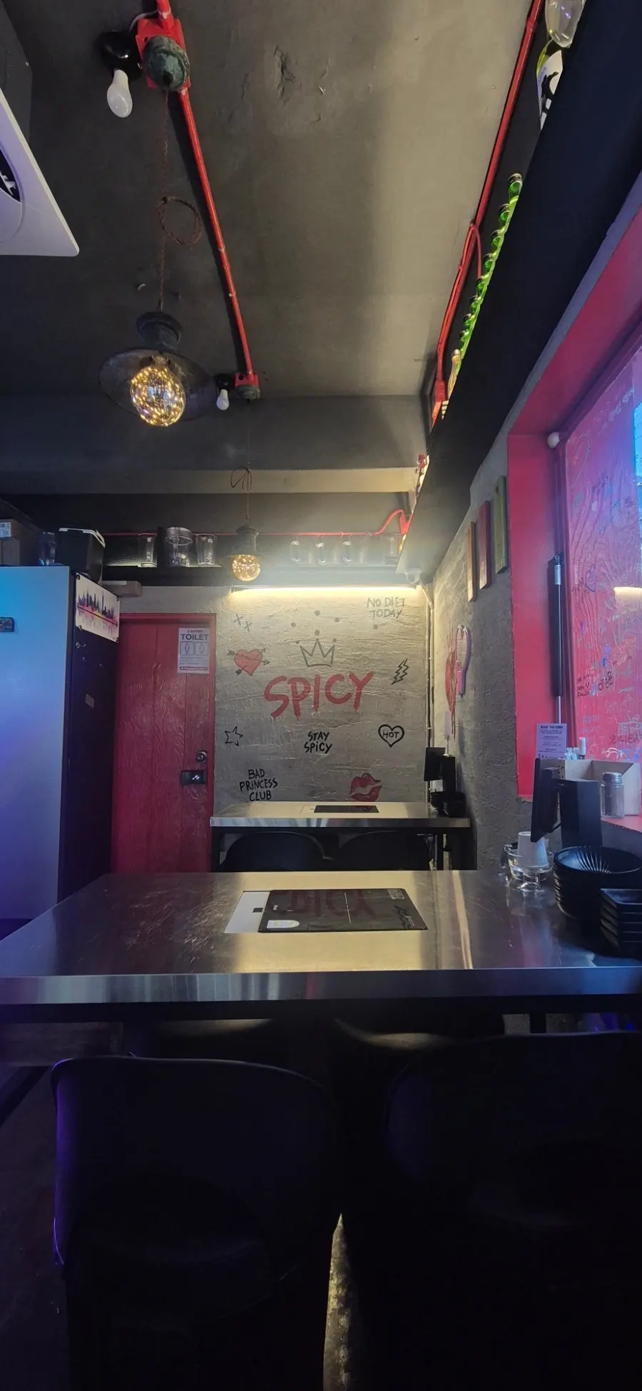 Interior with tteokbokki-themed pop art on the wall