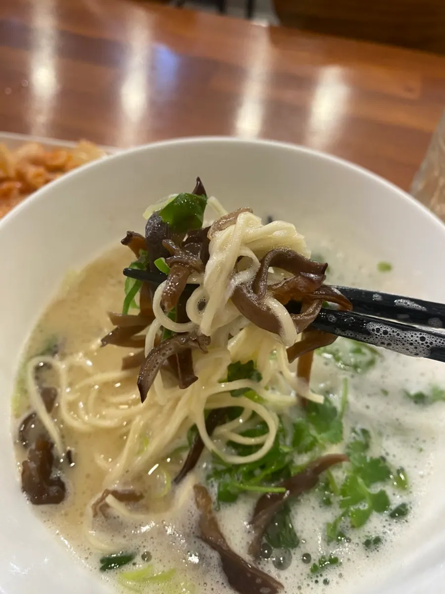 거품이 있는 닭육수 라멘